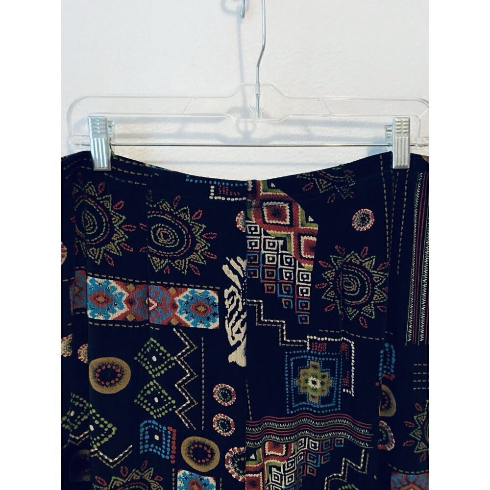 Coldwater Creek Pants Womens Large Aztec Southwestern Slinky Cropped Boho Hippie - Picture 2 of 6